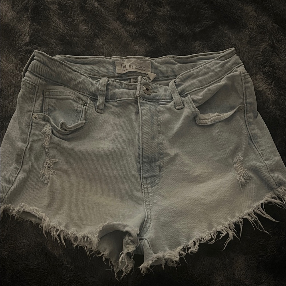 Hollister Light Blue Distressed Jean Shorts